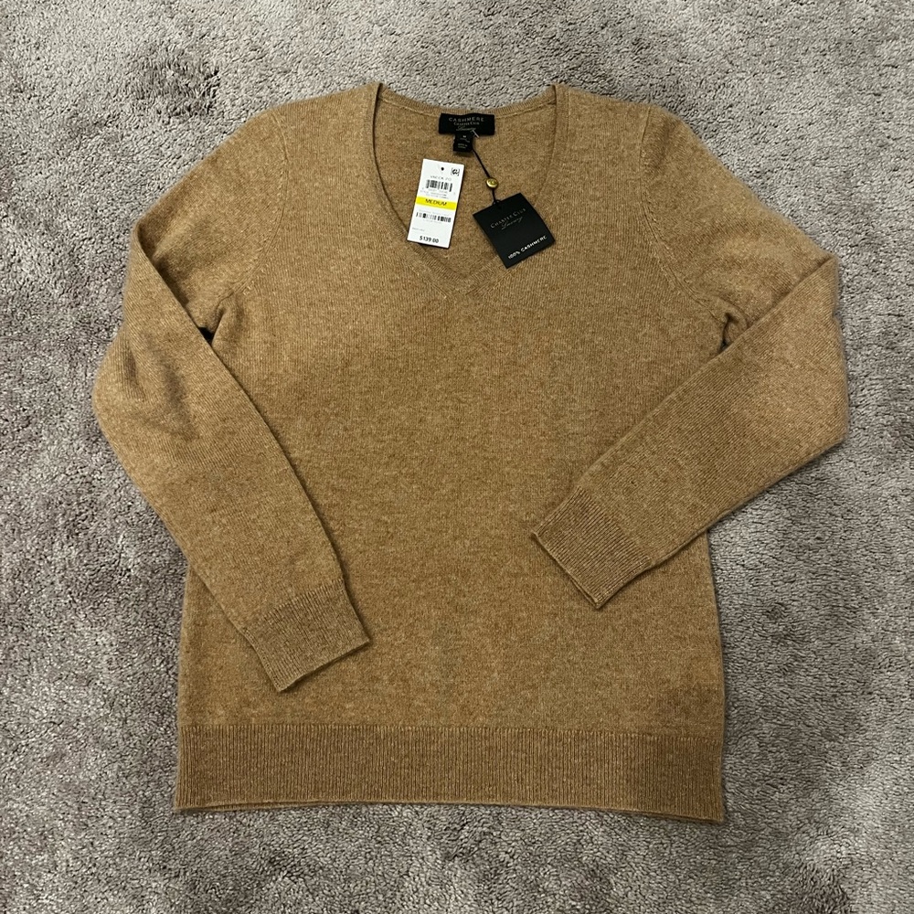 Charter club cashmere luxury tan sweater